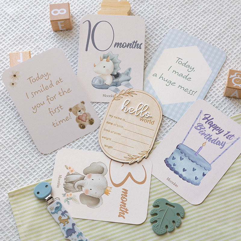 طقم المولود الجديد "اللحظات الأولى" (بلون الأزرق الناعم)